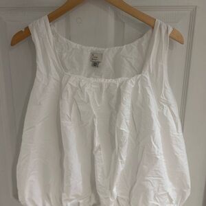 A New Day White Cotton Cropped Balloon Hem Tank Top (XXL)
